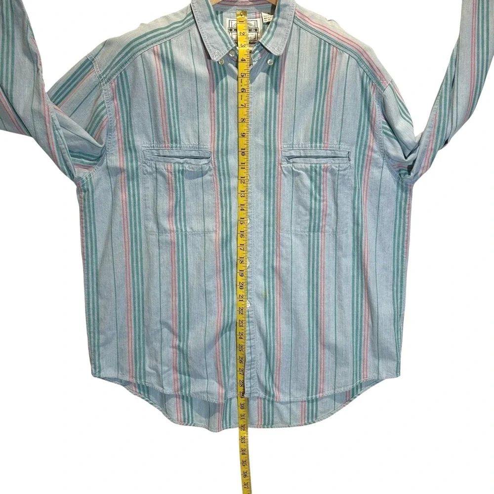 Vintage Levi's Chambray Striped Shirt‎ Mens XL Western Grunge Button Down 90s